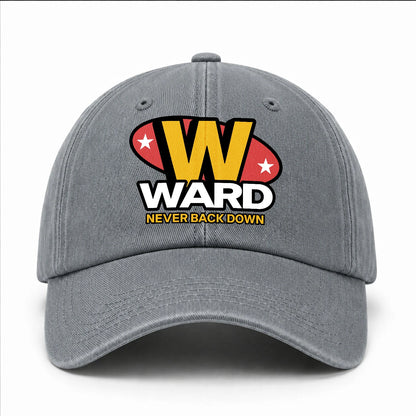 Never Back Down With Your Name And Initial Letter Washed Cap WARD 13K1 C82PF