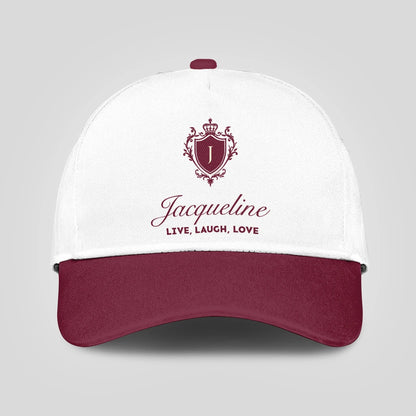 Live Laugh Love Elegant Burgundy And White Cap JACQUELINE 13K1 C88PF
