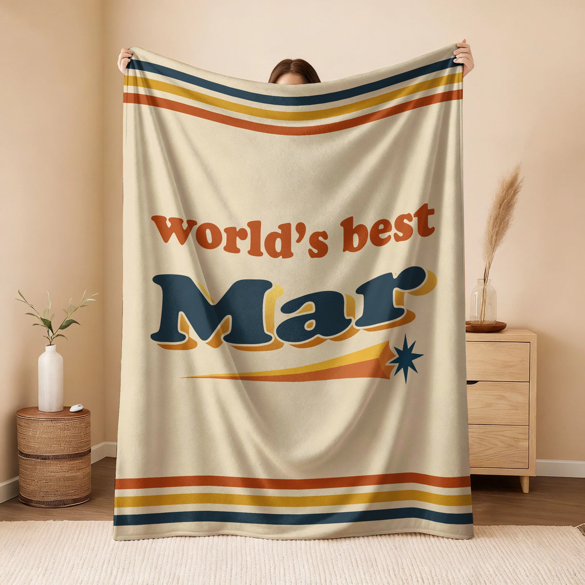 World's Best Your Name Retro Fleece Blanket MAR 13K1 BK64