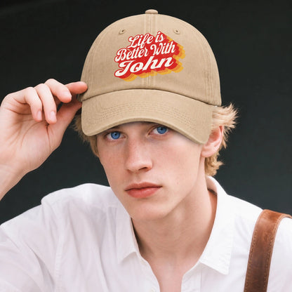 Life Is Better With Your Name Vintage Washed Cap JOHN 13K1 C67PF