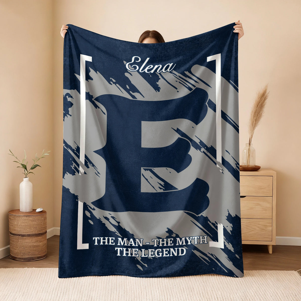 The Man The Myth The Legend Navy Baseball Fleece Blanket ELENA 13K1 BK17