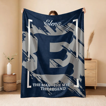 The Man The Myth The Legend Navy Baseball Fleece Blanket ELENA 13K1 BK17
