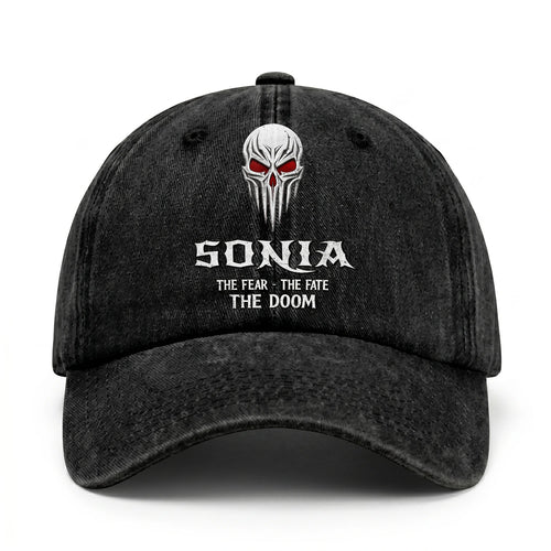 Your Name The Fear The Fate The Doom Skull Washed Cap SONIA 13K1 C98PF