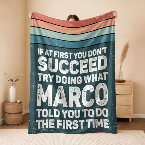 If At First You Don’t Succeed Retro Green Fleece Blanket MARCO 13K1 BK29