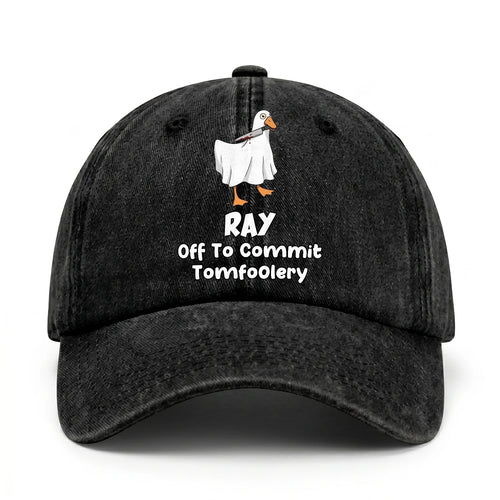 Off To Commit Tomfoolery Funny Goose Washed Cap RAY 13K1 C131PF