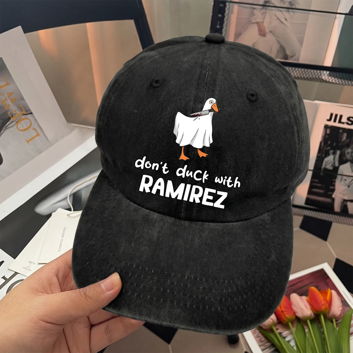 Don't Duck With Your Name Funny Washed Cap RAMIREZ 13K1 C129PF