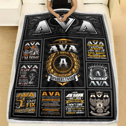 AVA Personalized Blanket | Custom Name Cozy Throw Gift 13K4-BK2