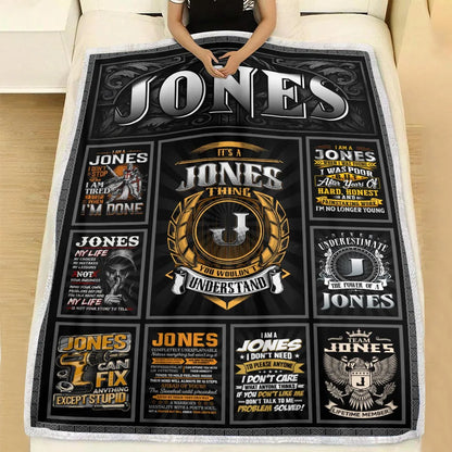 JONES Personalized Blanket | Custom Name Cozy Throw Gift 13K1-BK2