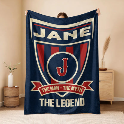 The Man The Myth The Legend Blue Burgundy Baseball Blanket JANE 13K1 BK18
