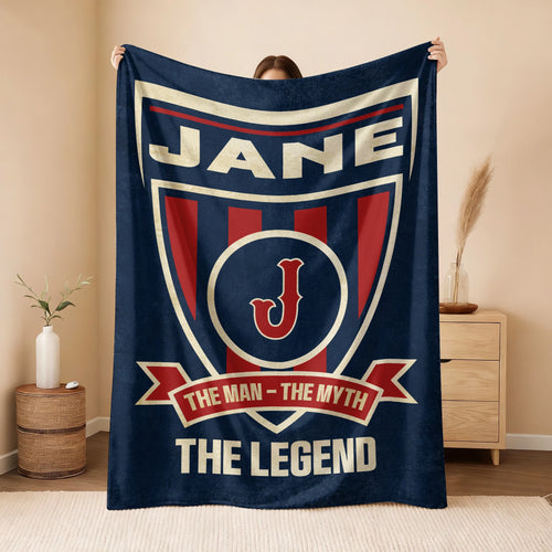 The Man The Myth The Legend Blue Burgundy Baseball Blanket JANE 13K1 BK18