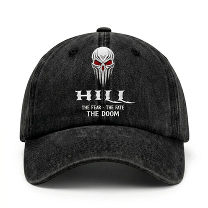 Your Name The Fear The Fate The Doom Skull Washed Cap HILL 13K1 C98PF