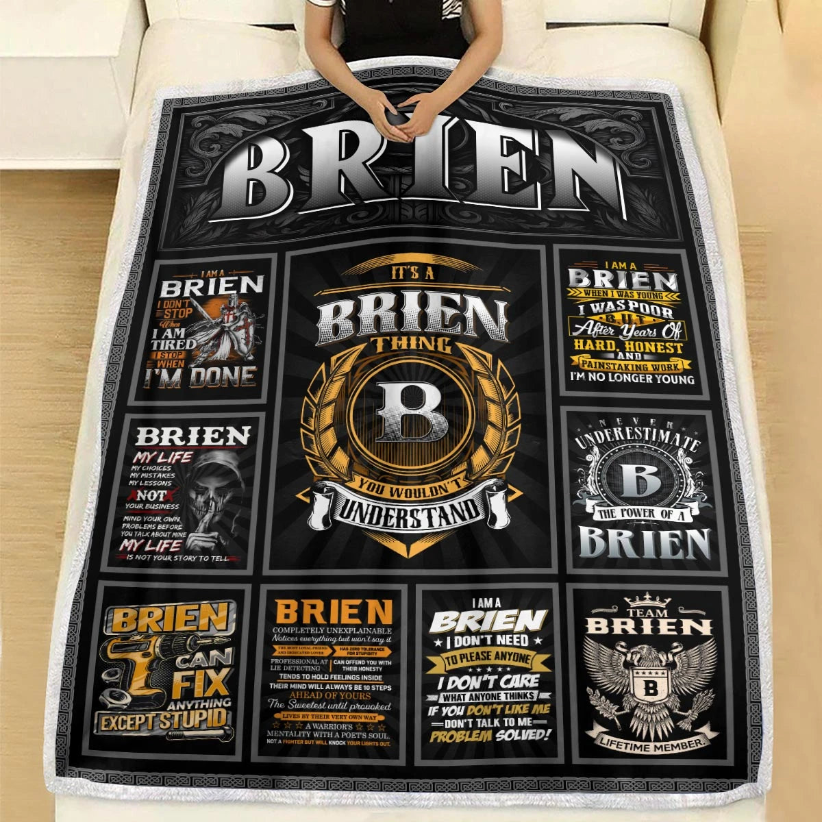 BRIEN Personalized Blanket | Custom Name Cozy Throw Gift 13K5-BK2