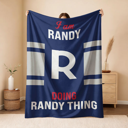 I'm Name Doing Name Things Navy Fleece Blanket RANDY 13K1 BK51