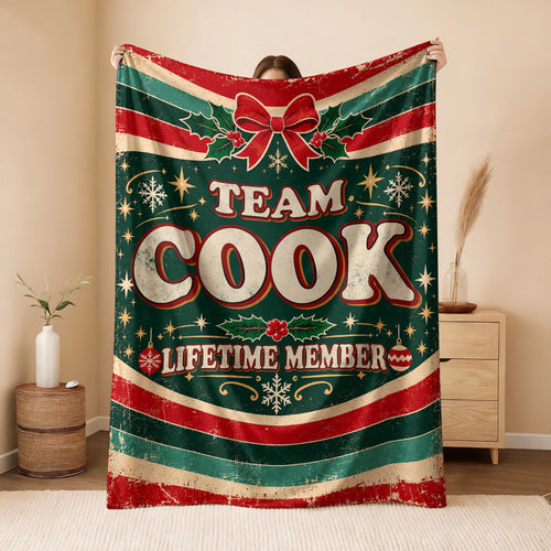 Team Your Name Lifetime Member Christmas Fleece Blanket COOK 13K1 BK52
