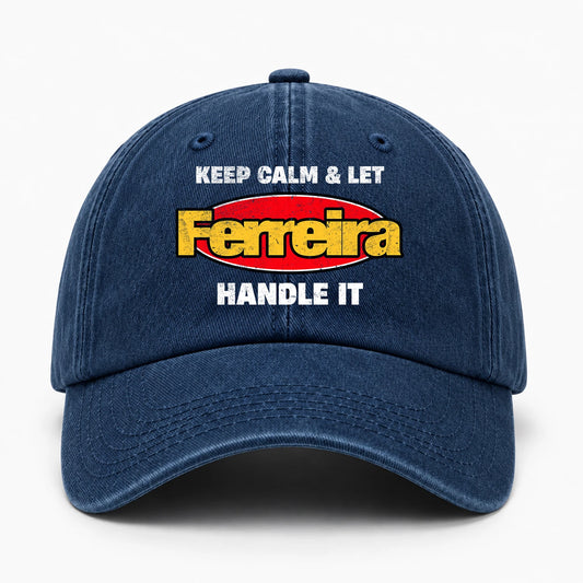 Keep Calm & Let Your Name Handle It Yellow And Red Logo Washed Cap FERREIRA 13K1 C172PF
