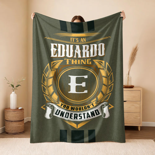It's A Your Name Thing Olive Green Logo Fleece Blanket EDUARDO 13K1 BK31