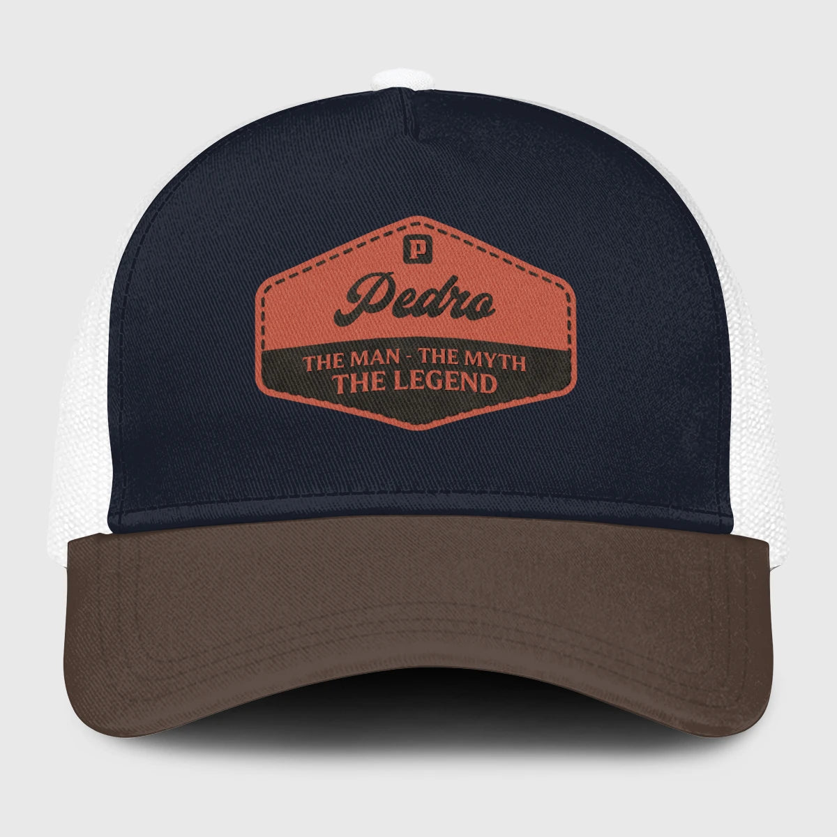 The Man The Myth The Legend Navy And Brown Mesh Cap PEDRO 13K1 C188PF