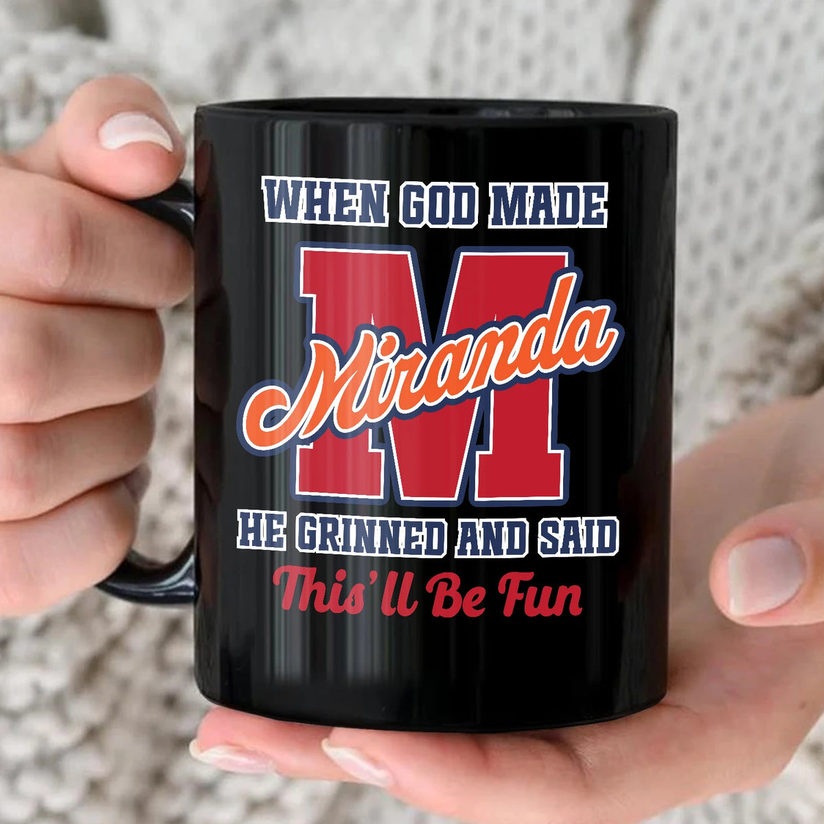 When God Made Your Name Personalized Baseball Mug MIRANDA 13K1 MG07