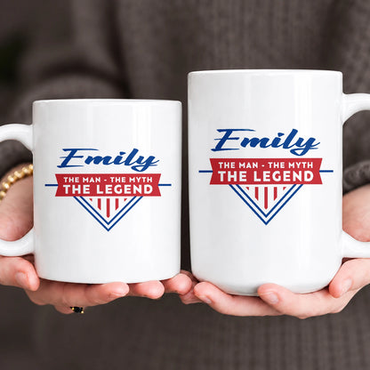 The Man The Myth The Legend Red And Blue Logo Mug EMILY 13K1 MG34