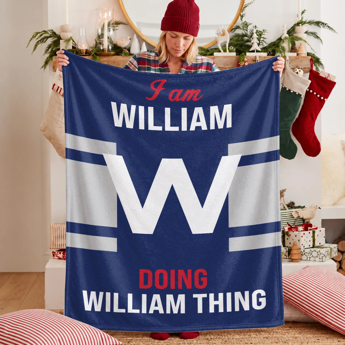 I'm Name Doing Name Things Navy Fleece Blanket WILLIAM 13K1 BK51