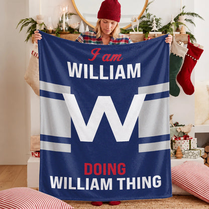 I'm Name Doing Name Things Navy Fleece Blanket WILLIAM 13K1 BK51