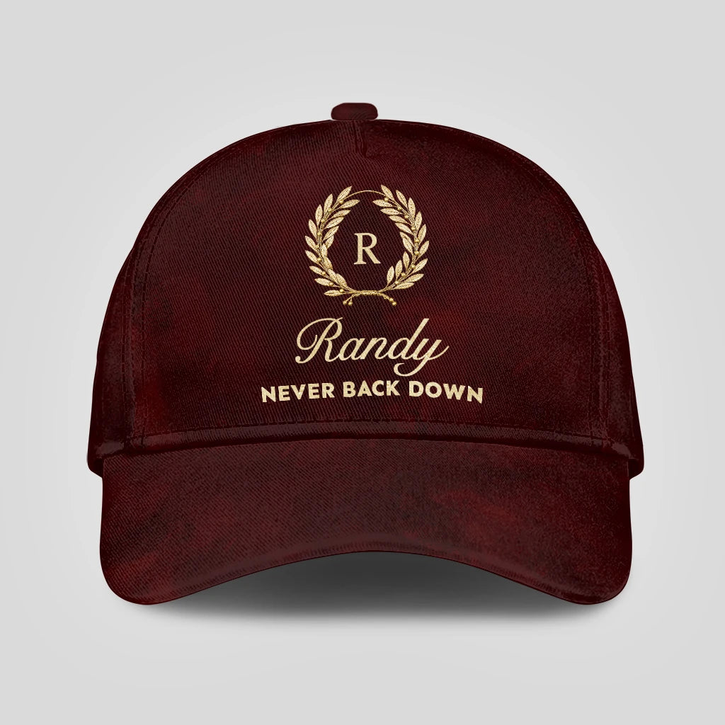 Never Back Down Golden Olive Burgundy Cap RANDY 13K1 C177PF