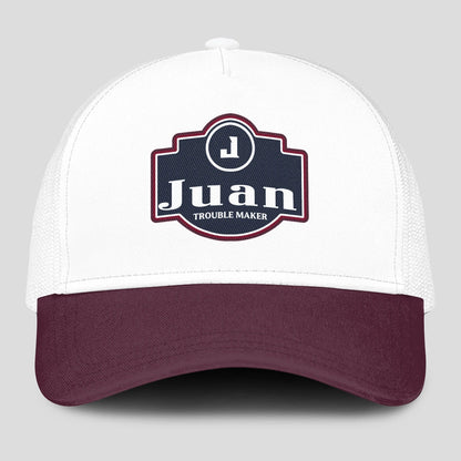 Trouble Maker Burgundy And White Funny Mesh Cap JUAN 13K1 C201PF