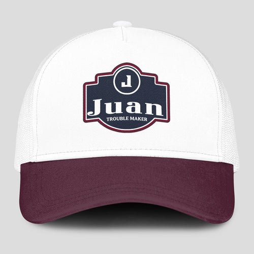 Trouble Maker Burgundy And White Funny Mesh Cap JUAN 13K1 C201PF