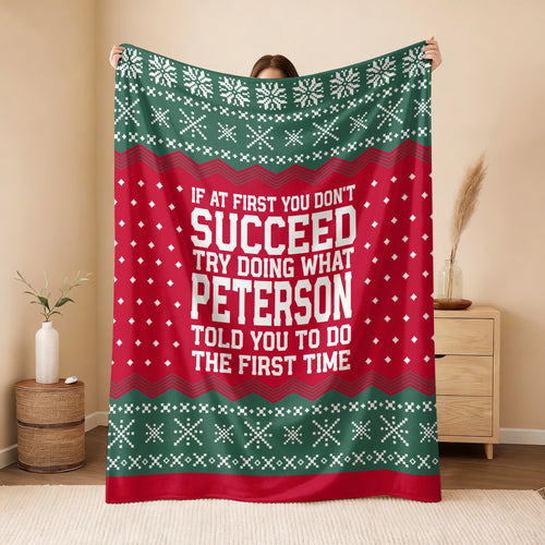 If At First You Don’t Succeed Red Green Christmas Fleece Blanket PETERSON 13K1 BK28