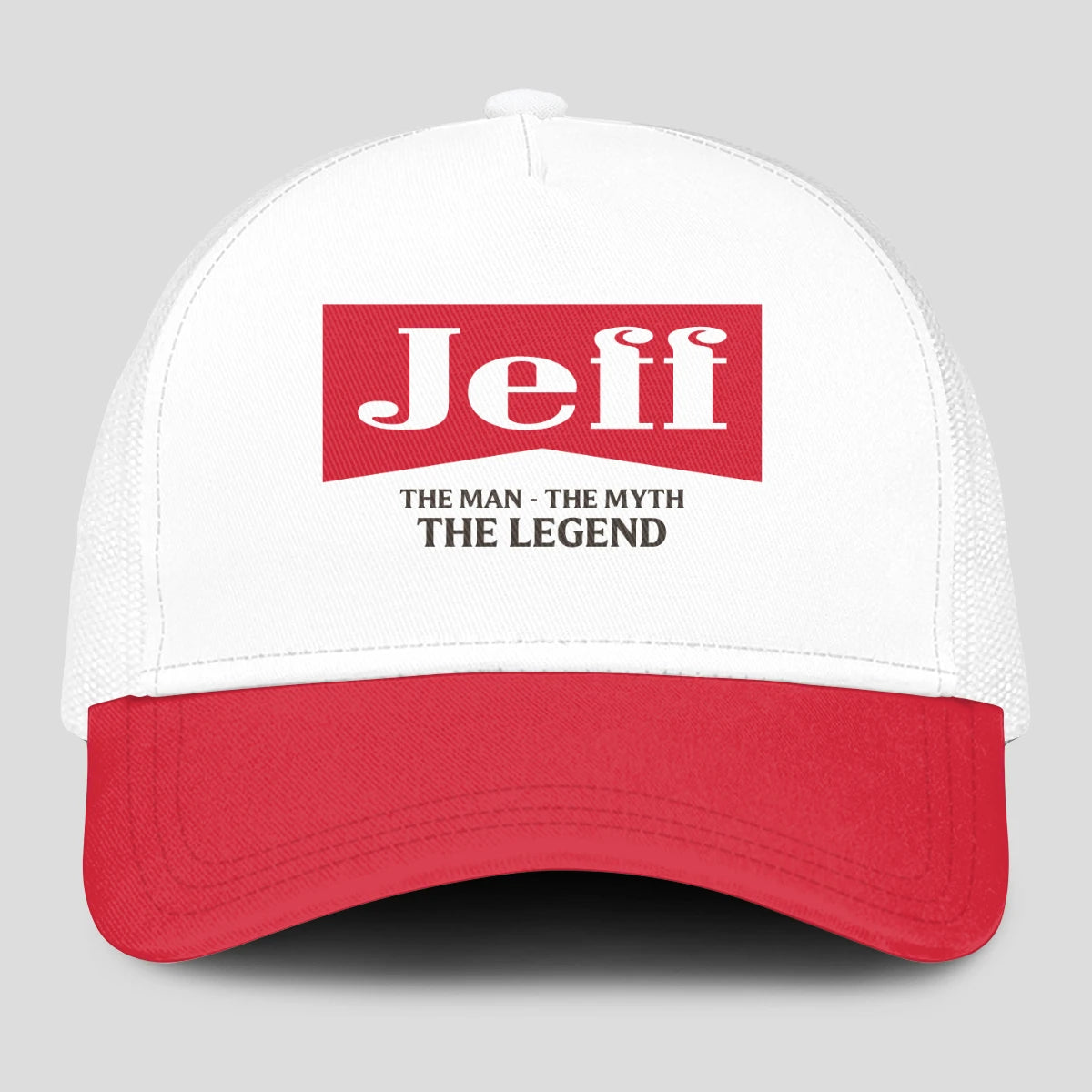 The Man The Myth The Legend Red And White Mesh Cap JEFF 13K1 C197PF