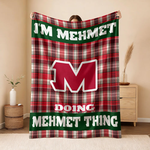I'm Name Doing Name Things Red Plaid Fleece Blanket MEHMET 13K1 BK49