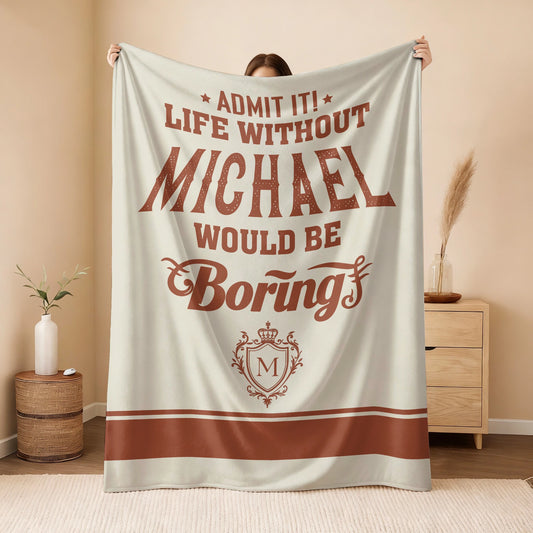Life Without Your Name Would Be Boring Cream Terracotta Blanket MICHAEL 13K1 BK24