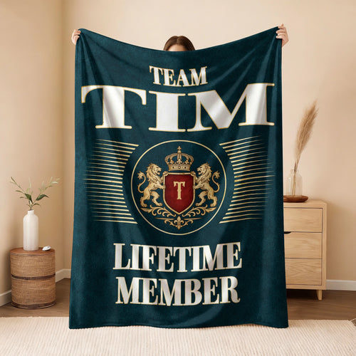 Team Your Name Lifetime Member Sage Green Fleece Blanket TIM 13K1 BK42