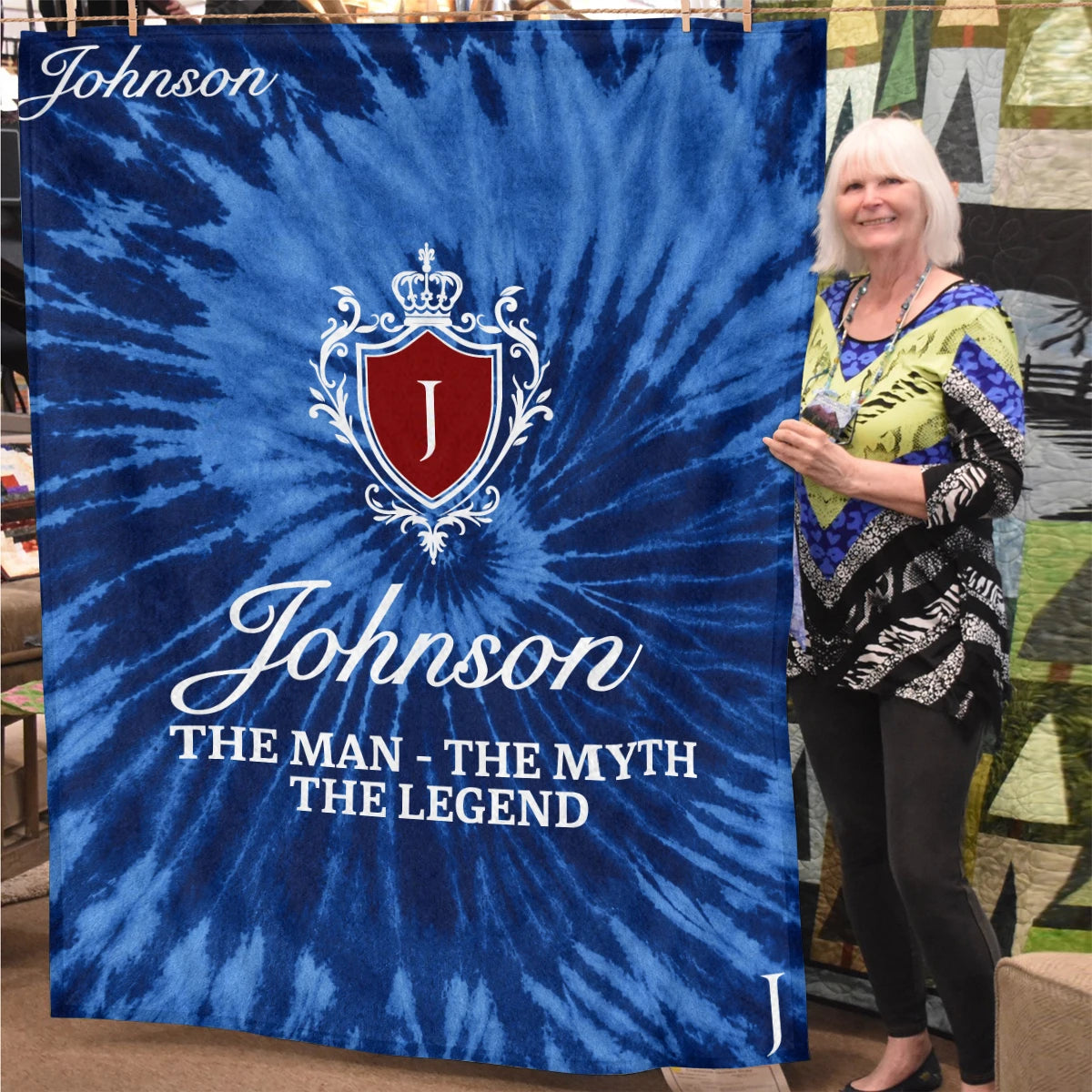 The Man The Myth The Legend Blue Waves Fleece Blanket JOHNSON 13K1 BK11