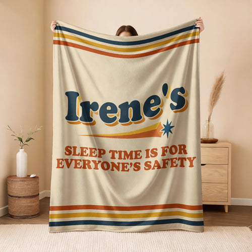 Your Name's Sleep Time Funny Retro Fleece Blanket IRENE 13K1 BK67