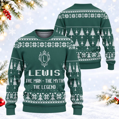The Man The Myth The Legend Sage Green Ugly Sweater LEWIS 13K1 UG10