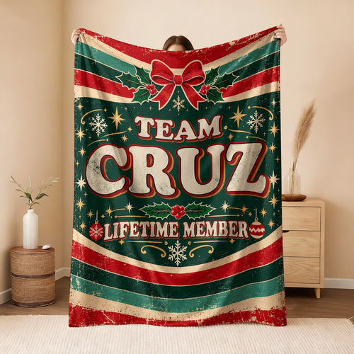 Team Your Name Lifetime Member Christmas Fleece Blanket CRUZ 13K1 BK52