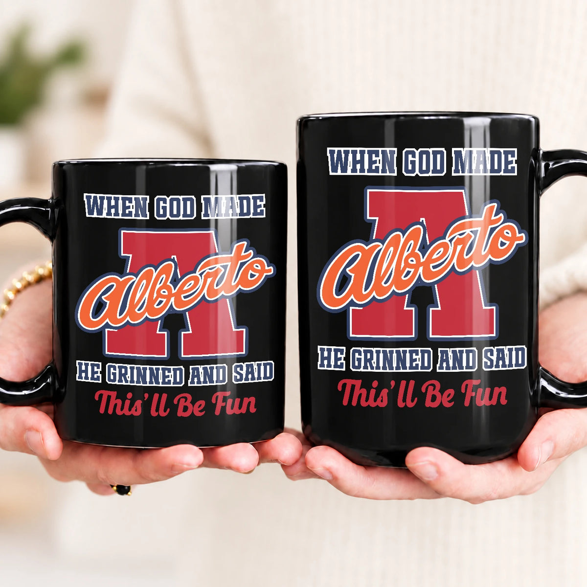 When God Made Your Name Personalized Baseball Mug ALBERTO 13K1 MG07