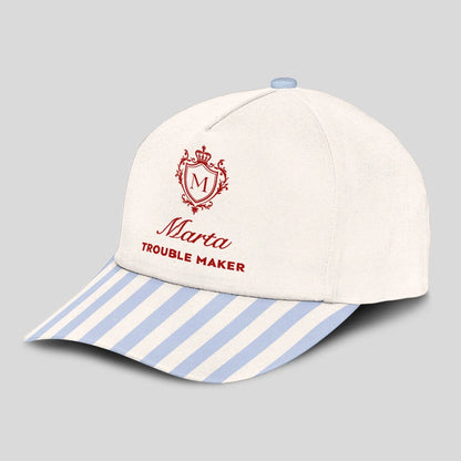 Trouble Maker Stripped Blue Beach Cap MARTA 13K1 C74PF