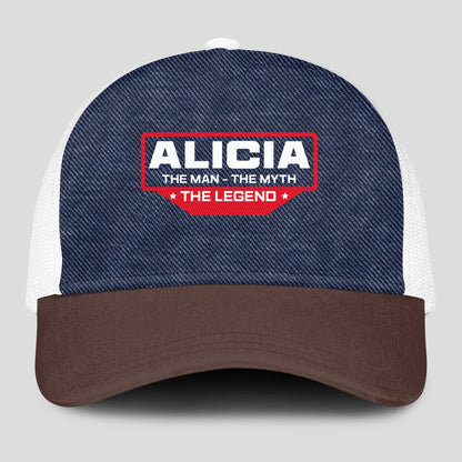 The Man The Myth The Legend Navy Brown And White Mesh Cap ALICIA 13K1 C200PF