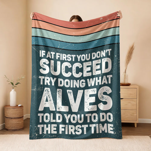 If At First You Don’t Succeed Retro Green Fleece Blanket ALVES 13K1 BK29