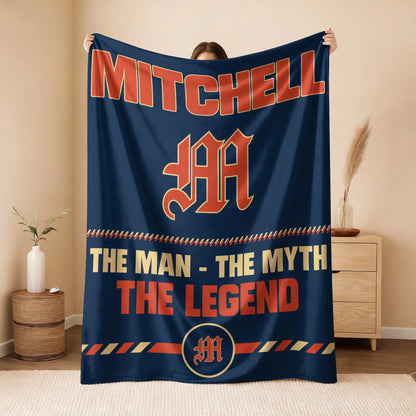 The Man The Myth The Legend Retro Fleece Blanket MITCHELL 13K1 BK53
