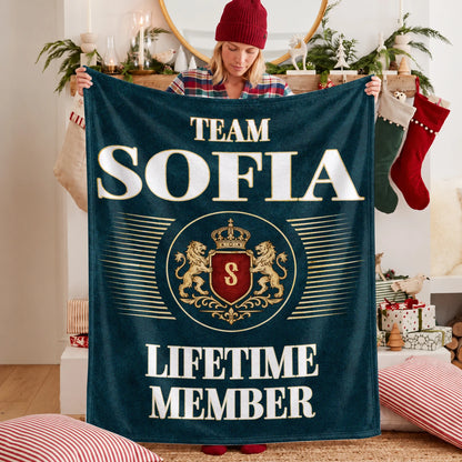Team Your Name Lifetime Member Sage Green Fleece Blanket SOFIA 13K1 BK42