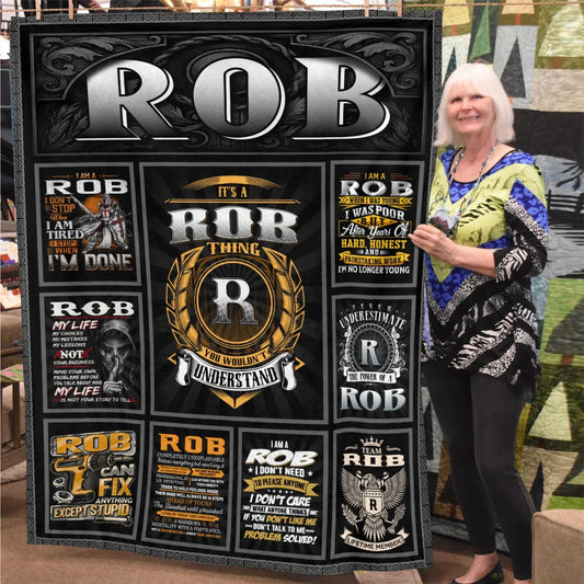 ROB Personalized Blanket | Custom Name Cozy Throw Gift 13K1-BK2