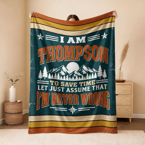 I'm Name Never Wrong Funny Retro Fleece Blanket THOMPSON 13K1 BK66