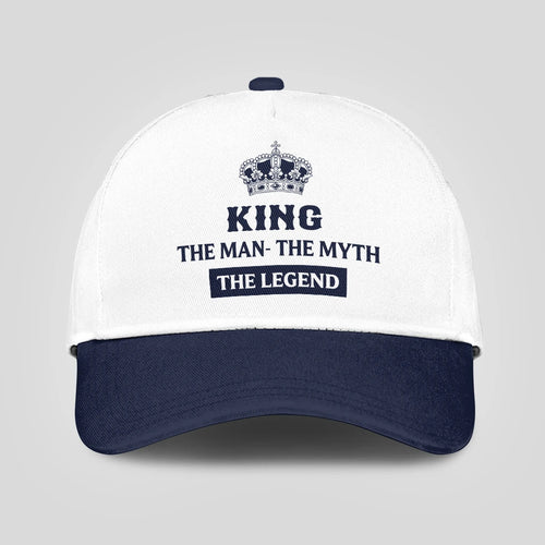 The Man The Myth The Legend King Crown Blue And White Cap KING 13K1 C147PF