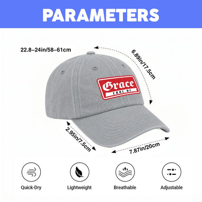 Your Name Cool Af Red Logo Funny Washed Cap GRACE 13K1 C79PF