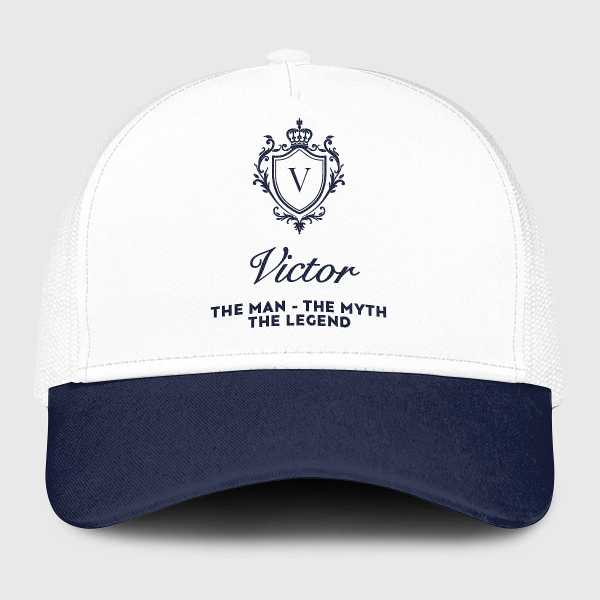 The Man The Myth The Legend Blue And White Baseball Mesh Cap VICTOR 13K1 C186PF