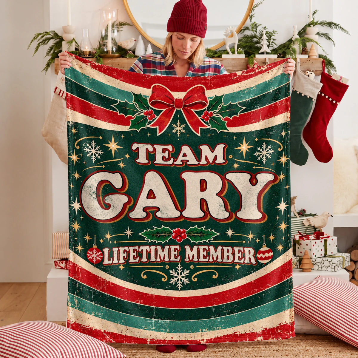 Team Your Name Lifetime Member Christmas Fleece Blanket GARY 13K1 BK52