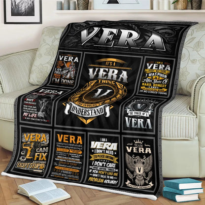 VERA Personalized Blanket | Custom Name Cozy Throw Gift 13K2-BK2